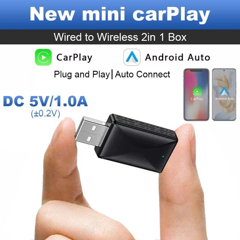 Android Auto Wireless Adapter Wireless CarPlay Adapter Plug Play Radio 2 IN 1