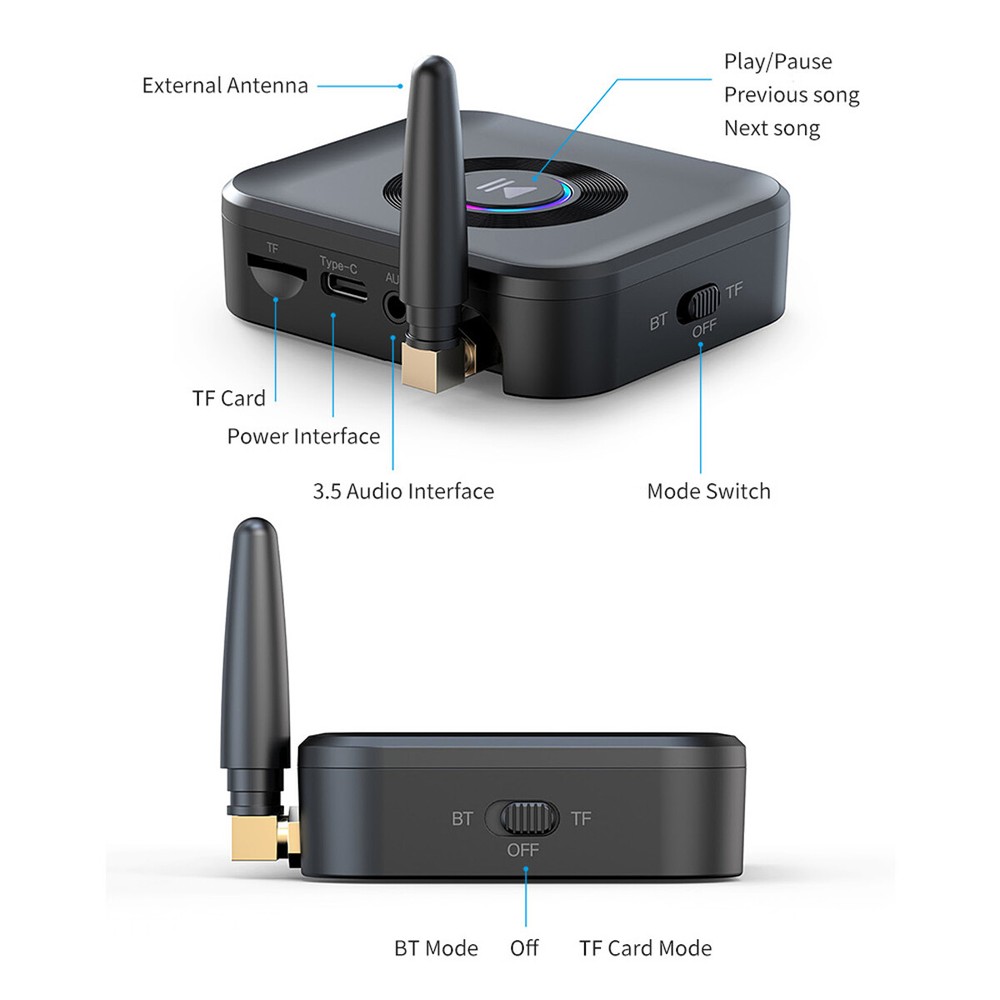 V5.0 2-in-1 Wireless Bluetooth Transmitter Receiver Stereo Adapter for Car TV