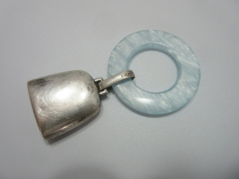 Vintage Web Sterling Teething Ring Celluloid