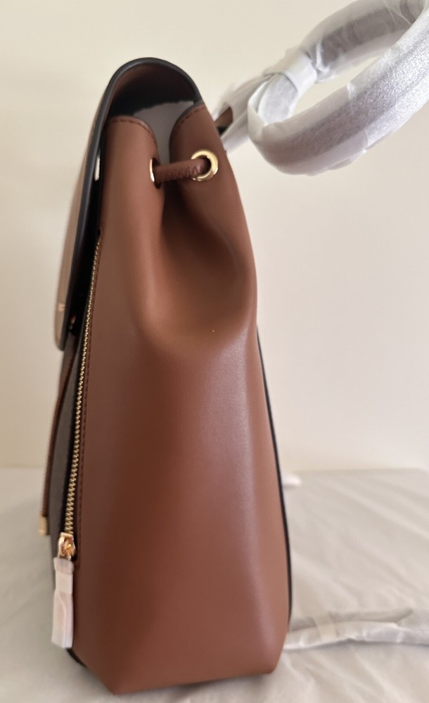 Michael Kors Phoebe Medium FLAP Drawstring Brown MK Travel School Backpack
