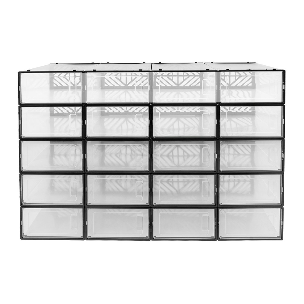 20 Pack Clear Plastic Shoe Boxes With Lids Stackable Storage Containers Organize