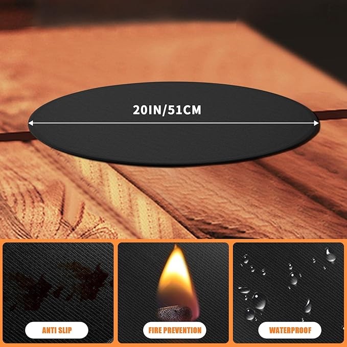 MODIGT 20 Inch Round Under Grilling Fire Pit Fireproof Protection Mat Black