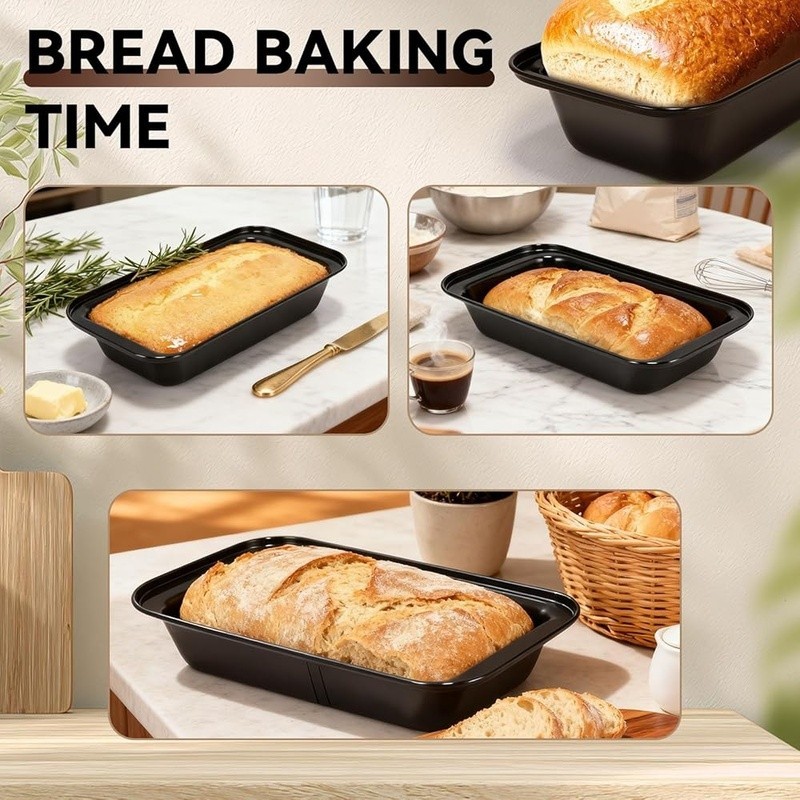 Premium Nonstick 6 Pack Bread Pans Set Oven Safe Durable Easy Clean Baking New