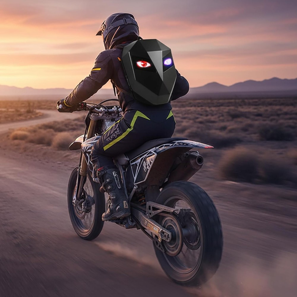Waterproof Motorcycle LED Knight Backpack Laptop Bag DIY programming Backpack 3D