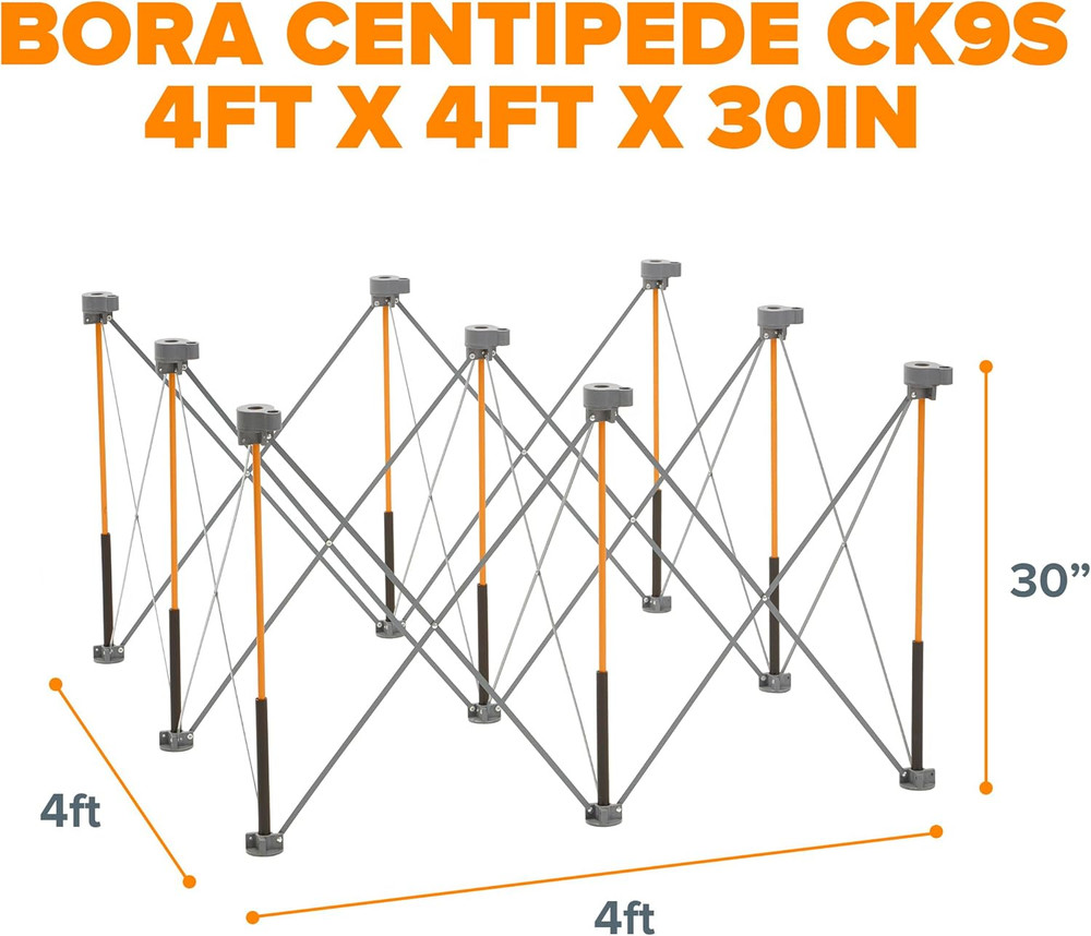 Centipede 30In Folding Work Table Set - No Assembly 9-Strut Collapsible Table 35