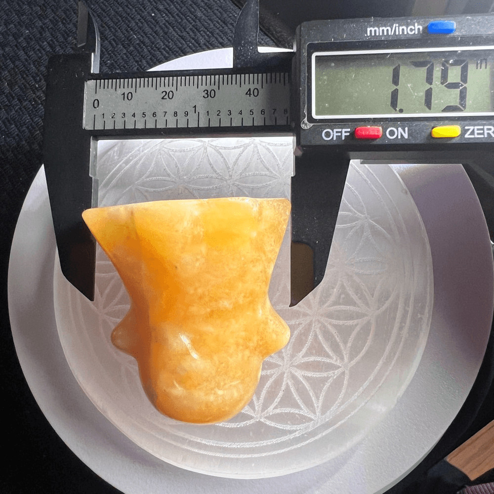 Yellow Calcite Crystal Ghost Carving