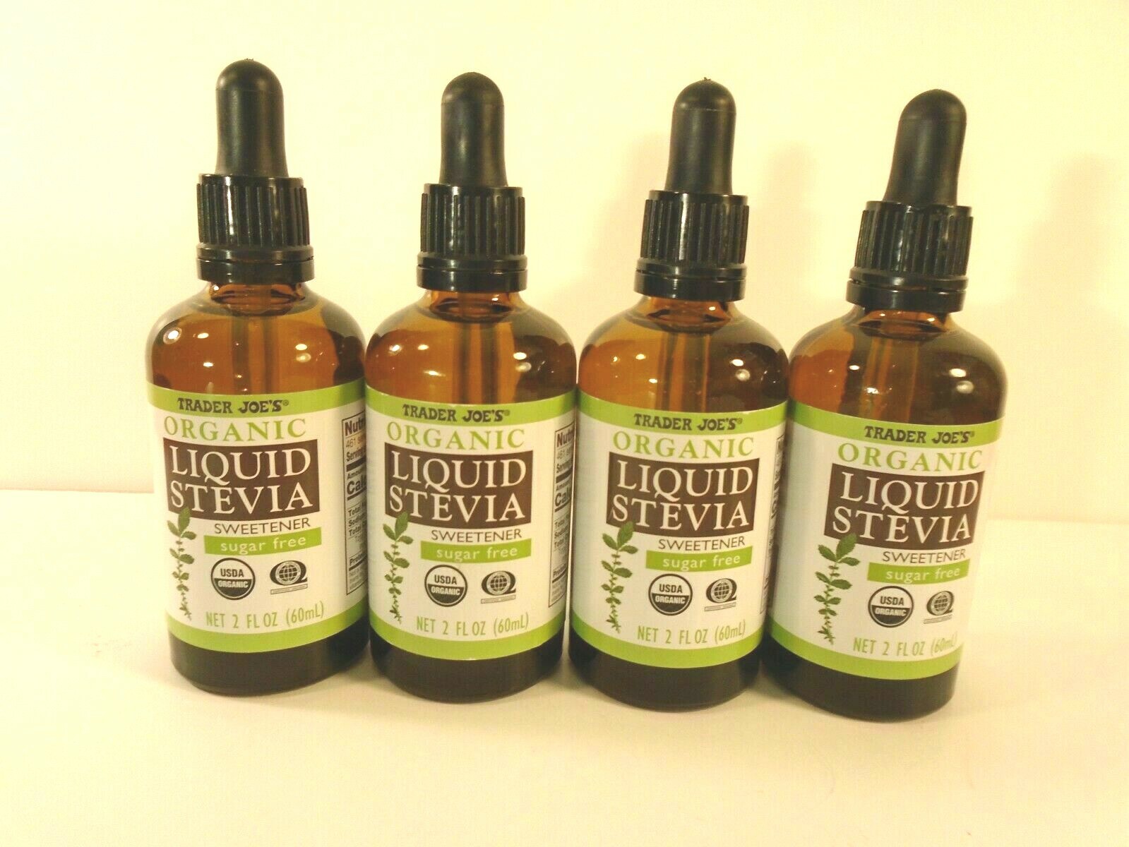 4 x Trader Joe's Organic Liquid Stevia 2fl oz Calorie Free Vegan Best By 2027