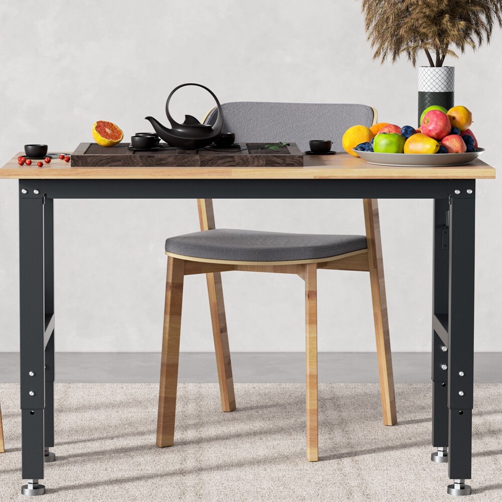 WORKPRO 48" Adjustable Height Workbench Hardwood Work Table Power Outlets 1500LB
