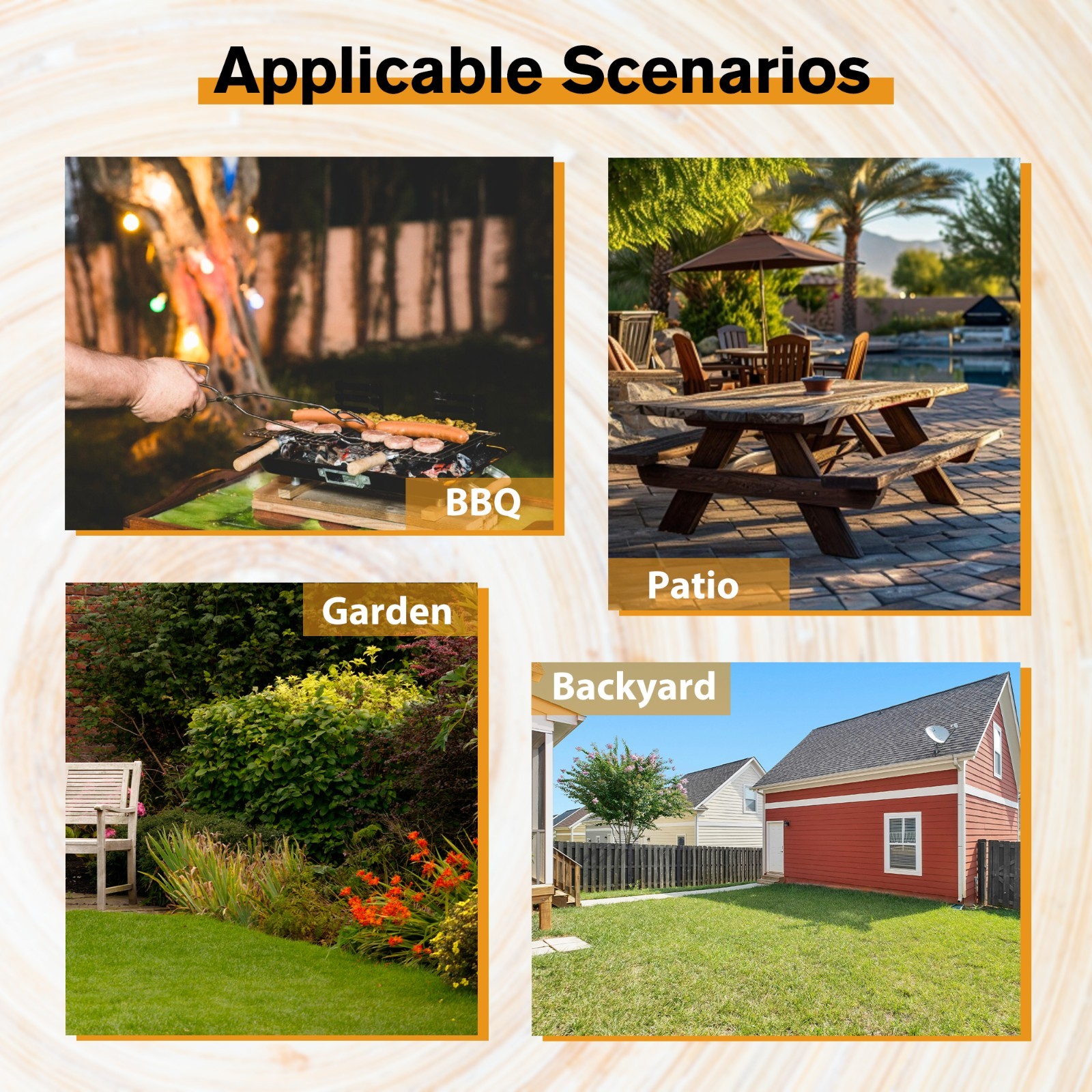 6-Person Outdoor Rectangular Wooden Picnic Table with Built-in Benches, Brown