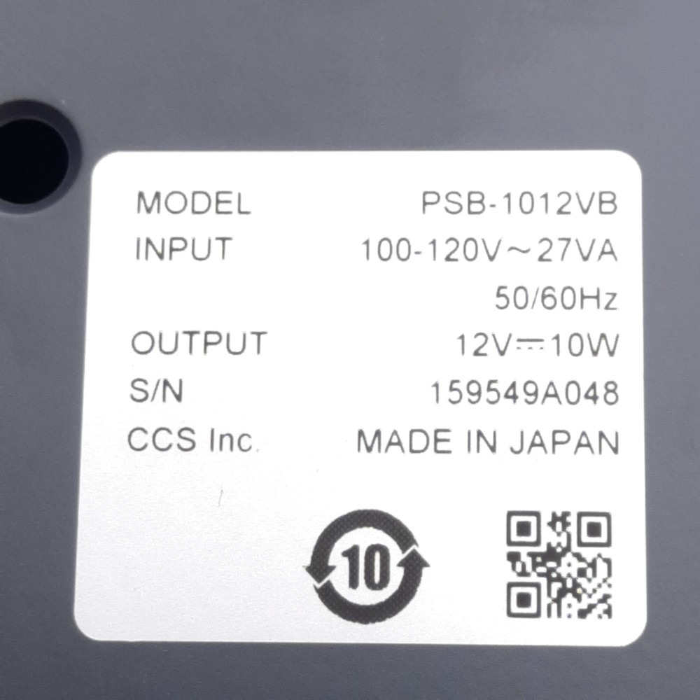 CCS PSB-1012VB Machine Vision LED Controller, 100-120VAC Input, 12VDC 10W Output