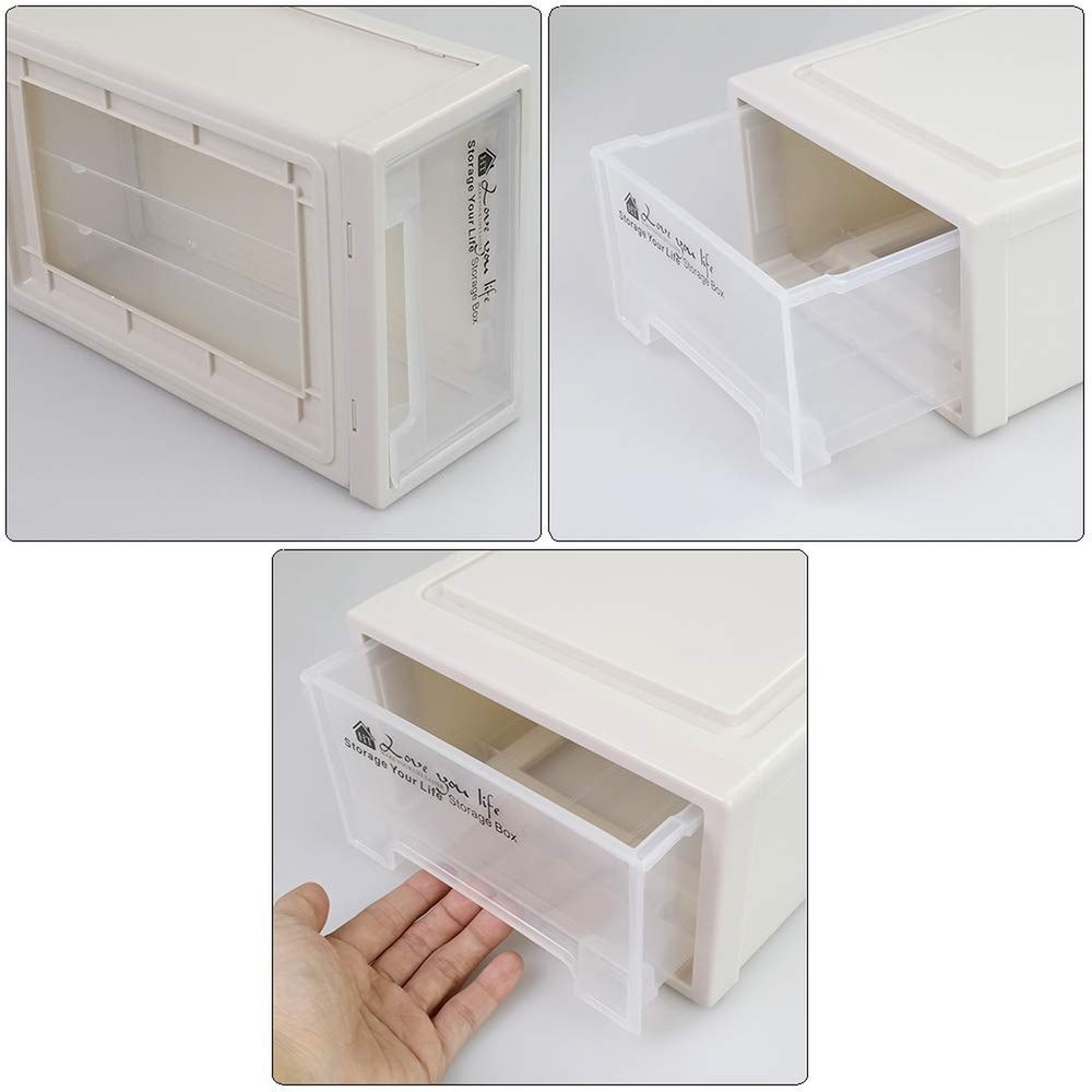 6 Quart Plastic Storage Drawers, Stackable Desktop Organizer, 3 Packs