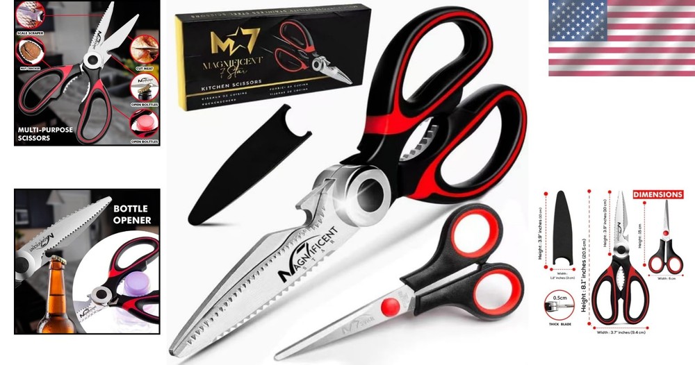 Professional Kitchen Shears with Safety Cover - Sharp and Versatile Tool for All