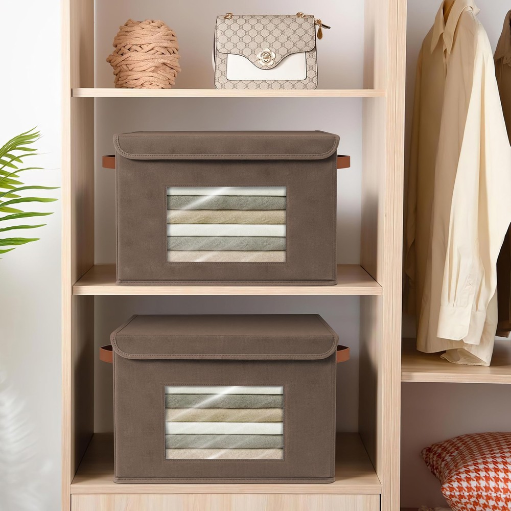 Storage Bins for Clothes, 40L Large Collapsible Stackable Closet Organizer Co...