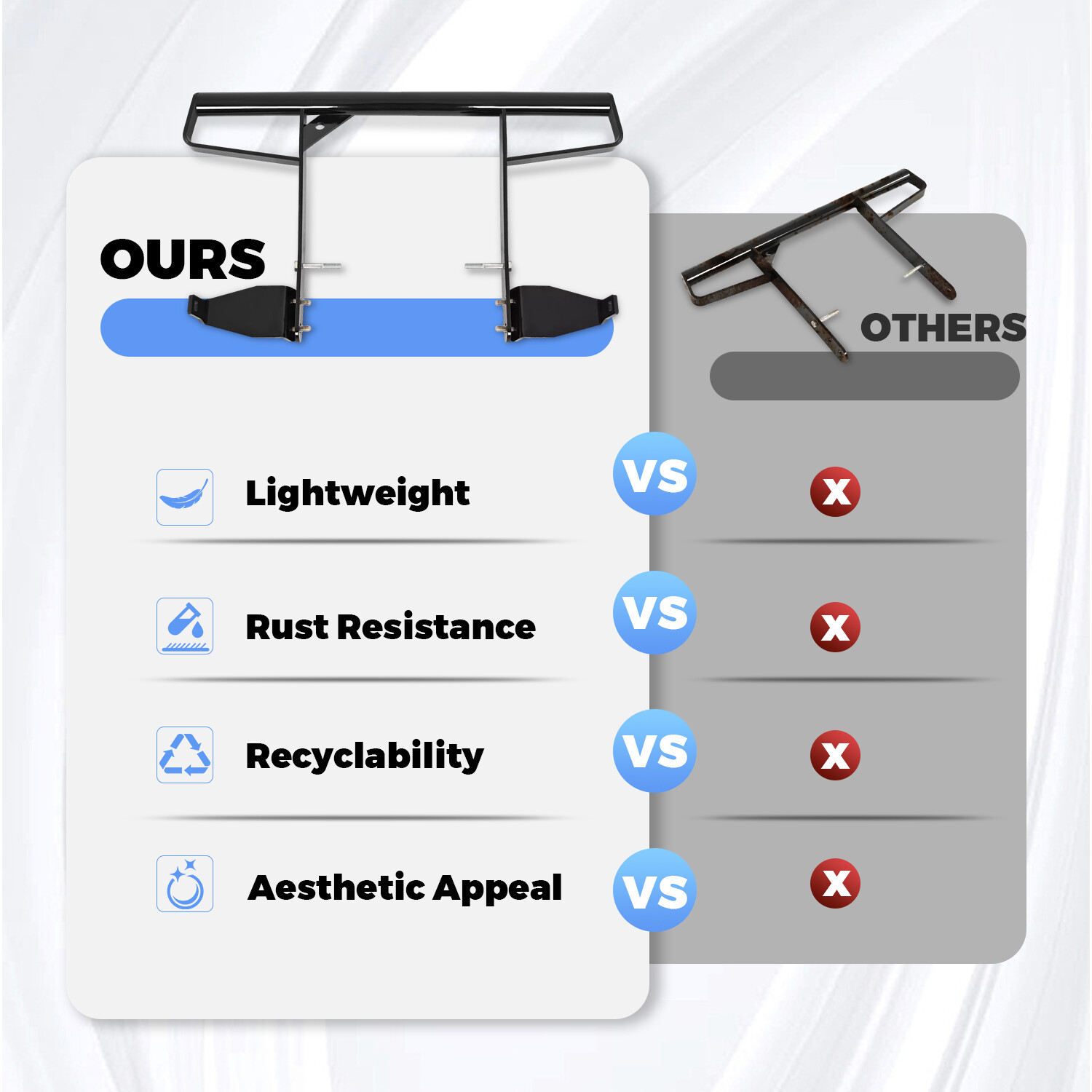 Aluminium Rear Wide Grab Bar Bumper For Yamaha Raptor 700 700R YFM700 2006-2024