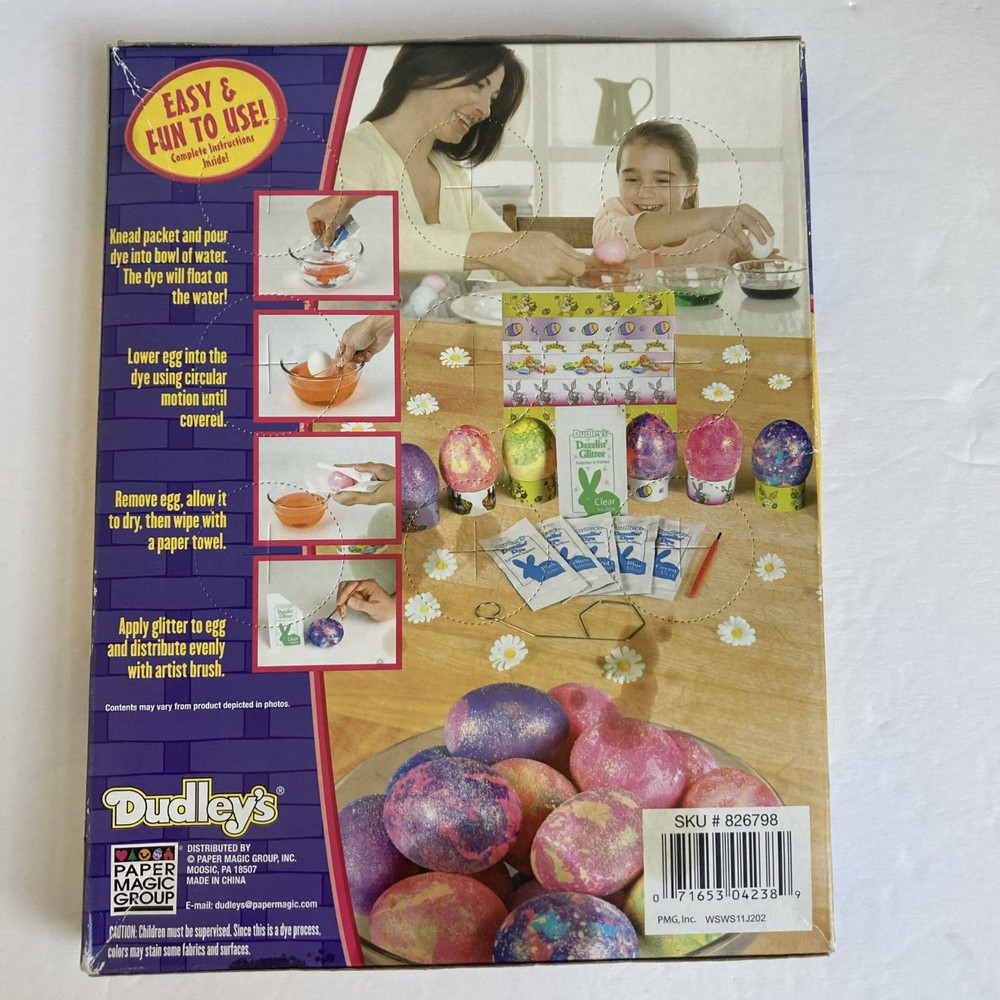 Dudleys Easter Egg Dye Kit Sparkle Decorating Glitter Traditional Basket Holiday