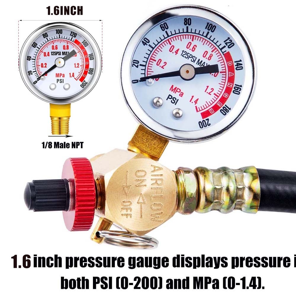 Air Tank Repair Kit Air Tank Valve Kit with Hose 1.6" Pressure Gauge FAST SHIP