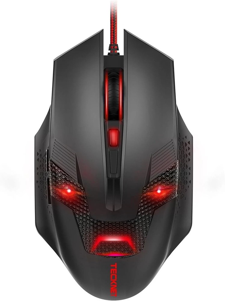 TECKNET Wired Gaming Mouse, 8000 DPI Adjustable Optical Sensor 6 Button, Red
