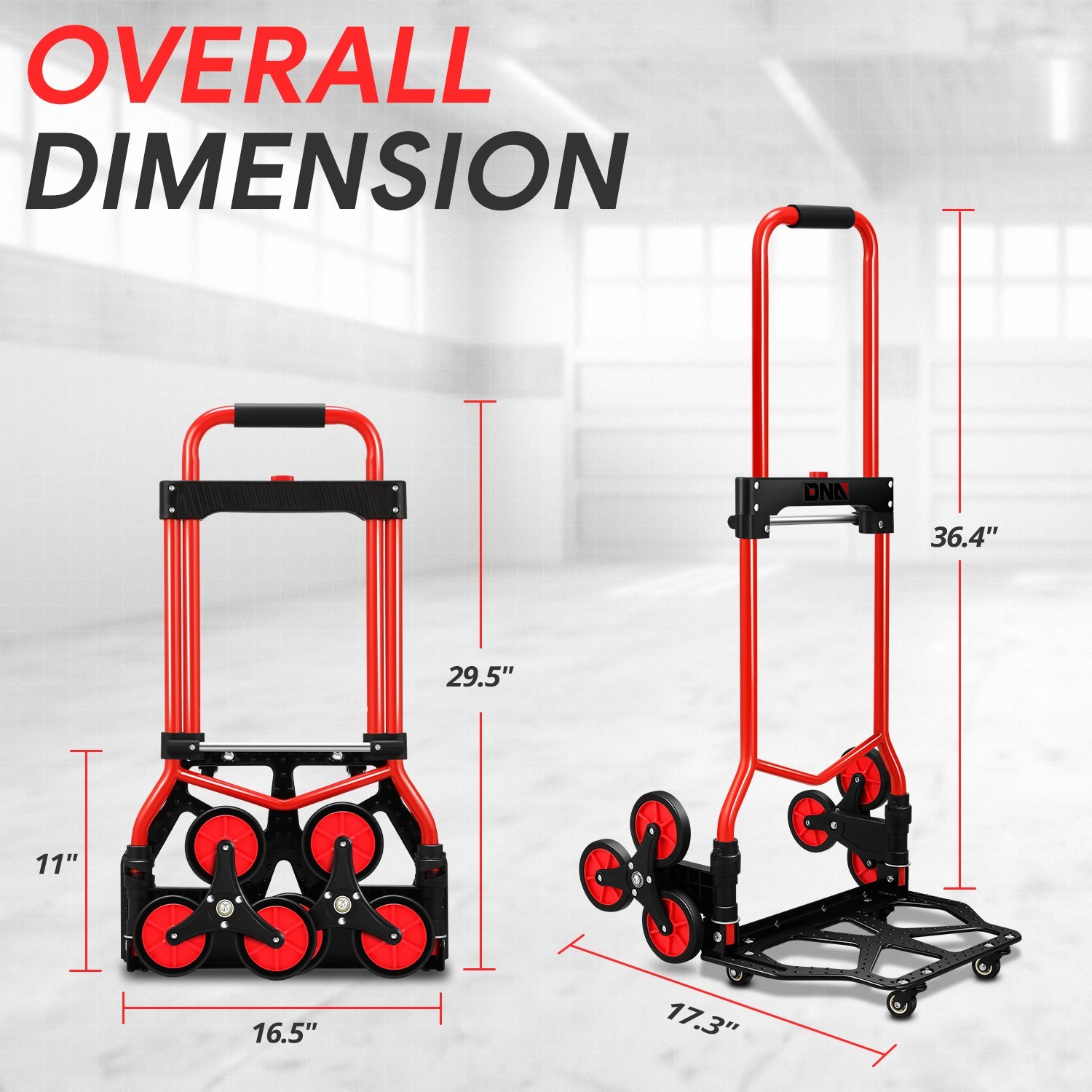 2-IN-1 176lbs Heavy Duty Folding Stair Climber Hand Truck Luggage Trolley Cart