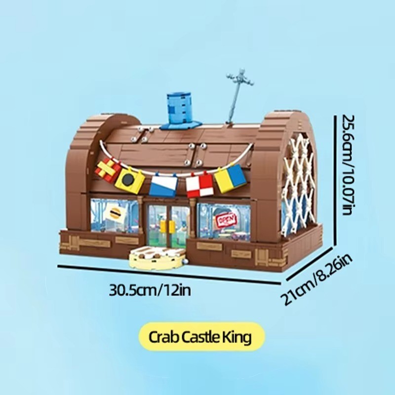 Spongebob Squarepants Krusty Krab Building Blocks Model Toy w/ Characters