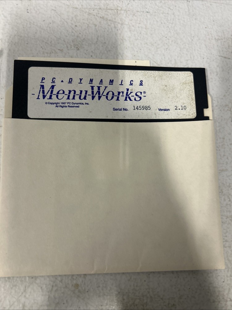 Vintage PC Dynamics Menu Works 5.25” Floppy Disk Software Complete With Manual