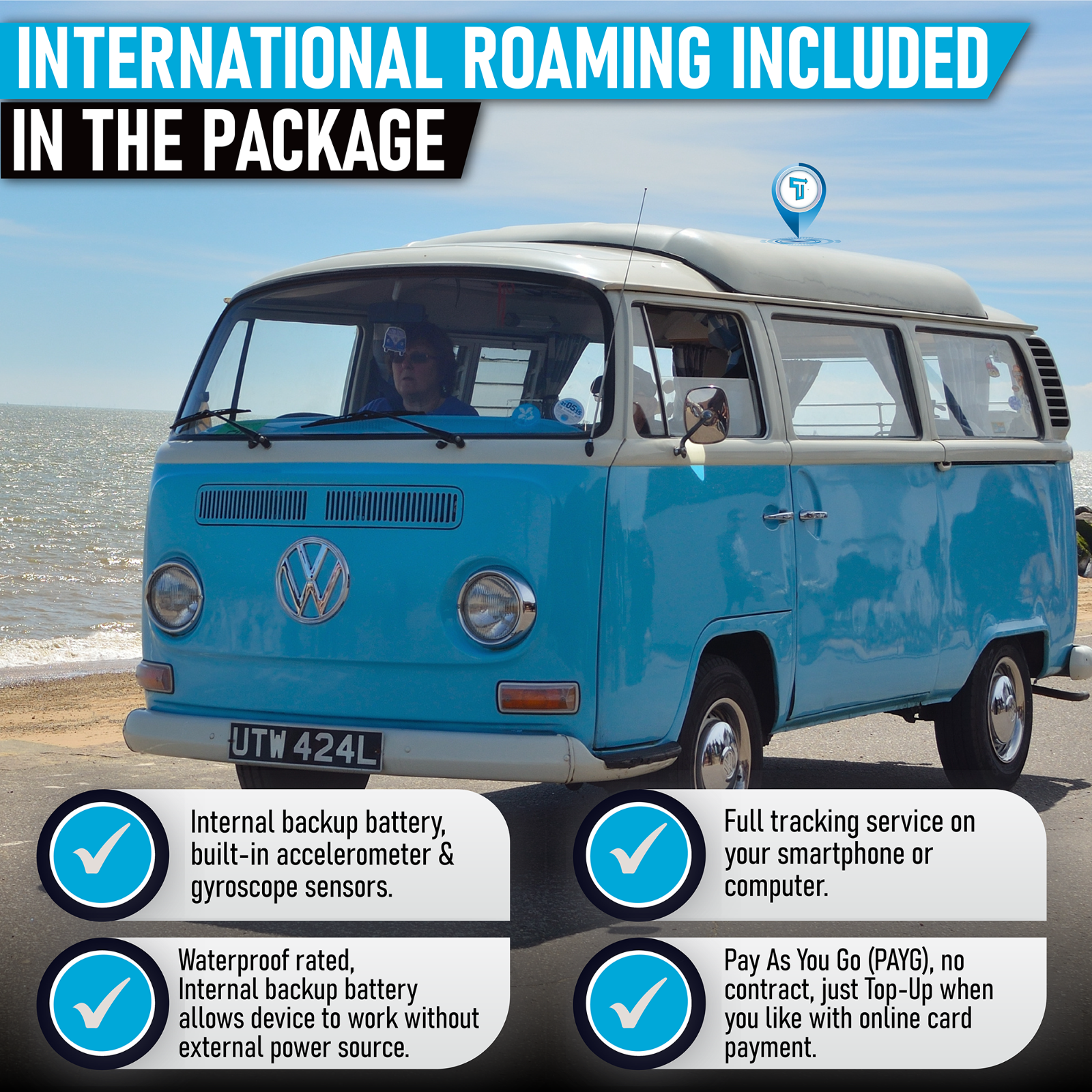 TruTrak 4G GPS Tracker Real Time Vehicle Van Motorbike Caravan Car Tracking PAYG