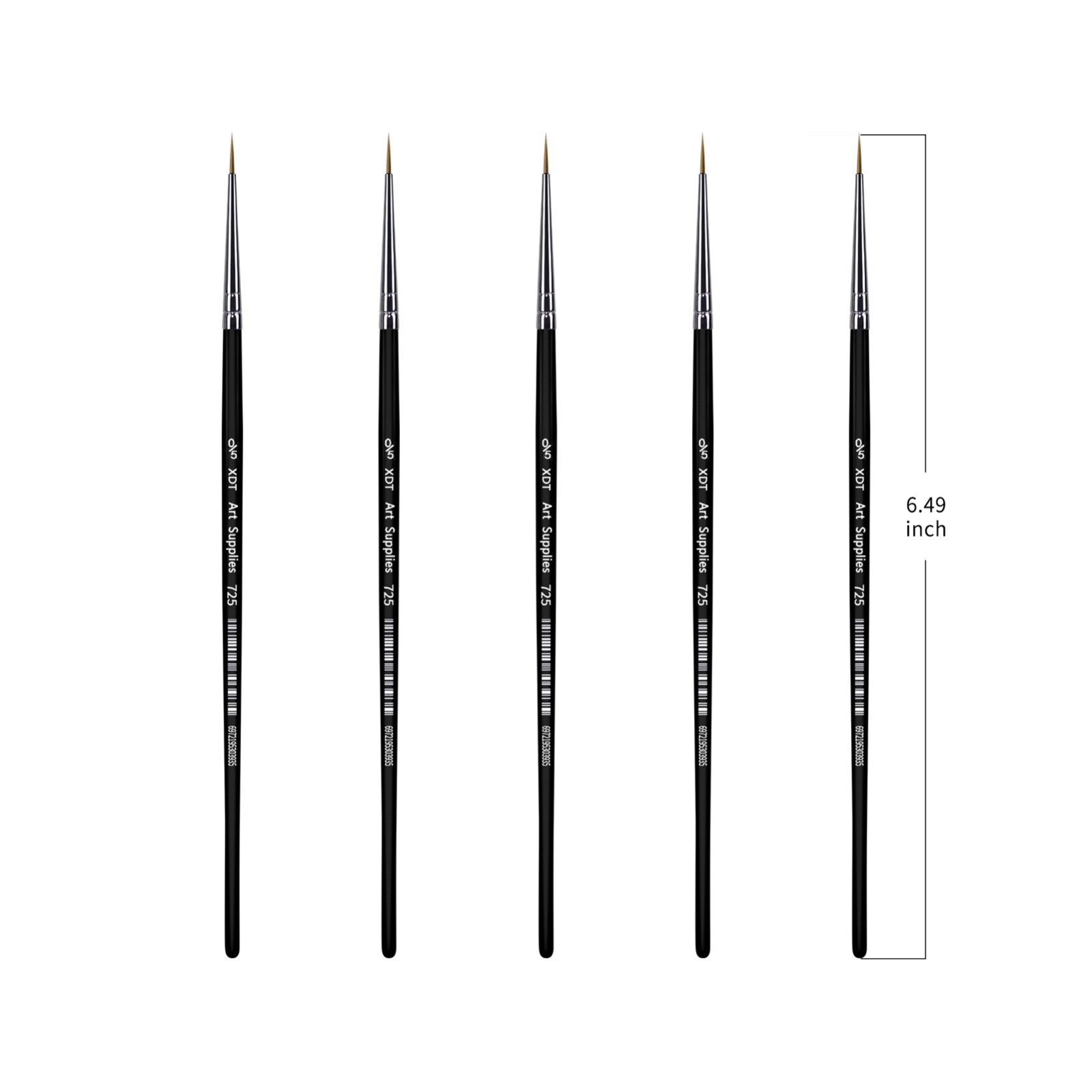 XDT#725 Round Finest Micro Tip Detail Art Brush 5 Pc #00000 Set Nail Model Kit