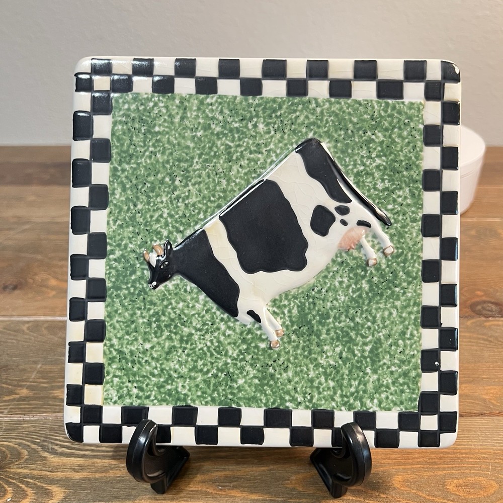 Sakura Oneida Warren Kimble Design COW  7" Square Trivet Tile