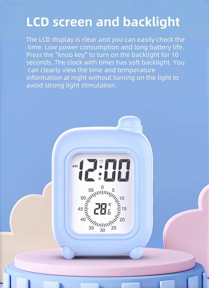Visual Timer Clock, Digital Alarm Clocks with Temperature Display, Countdown,...