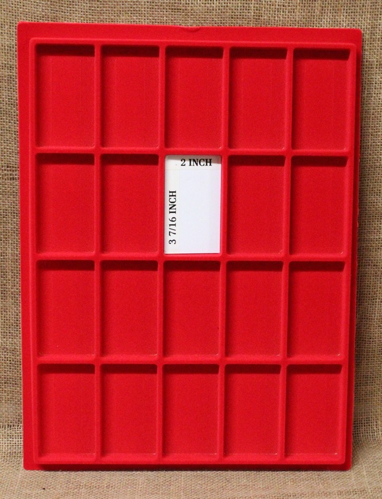 Inserts of "Riker" Style Display Case - 12"x16" Red, 20 Pockets - Package of 2