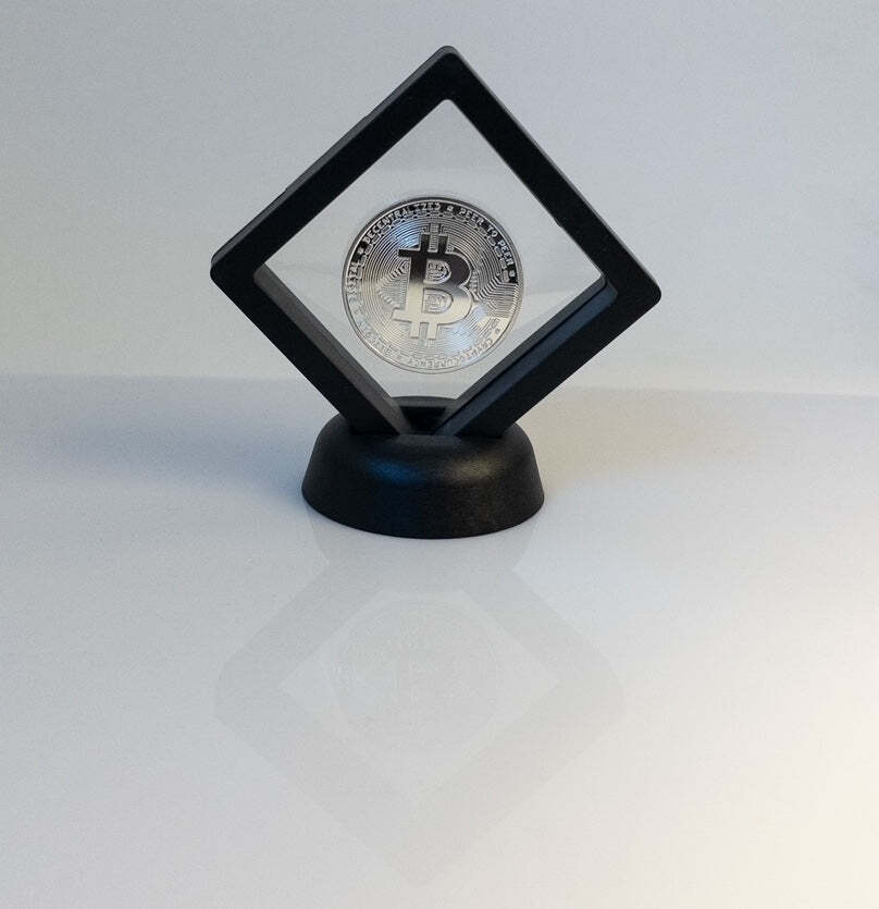 RAWAKK | Silver Bitcoin (BTC) with Display Stand