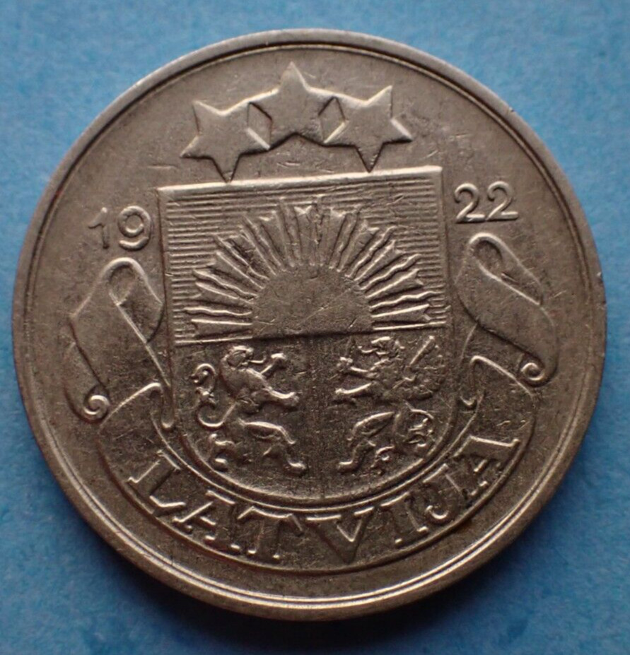 Latvia, 20 Santimu 1922, as shown.