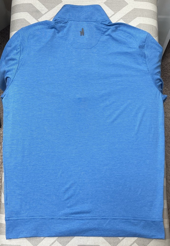 johnnie-O Vaughn Blue Stripe (BISCAYNE) Performance 1/4 Zip Pullover. Small