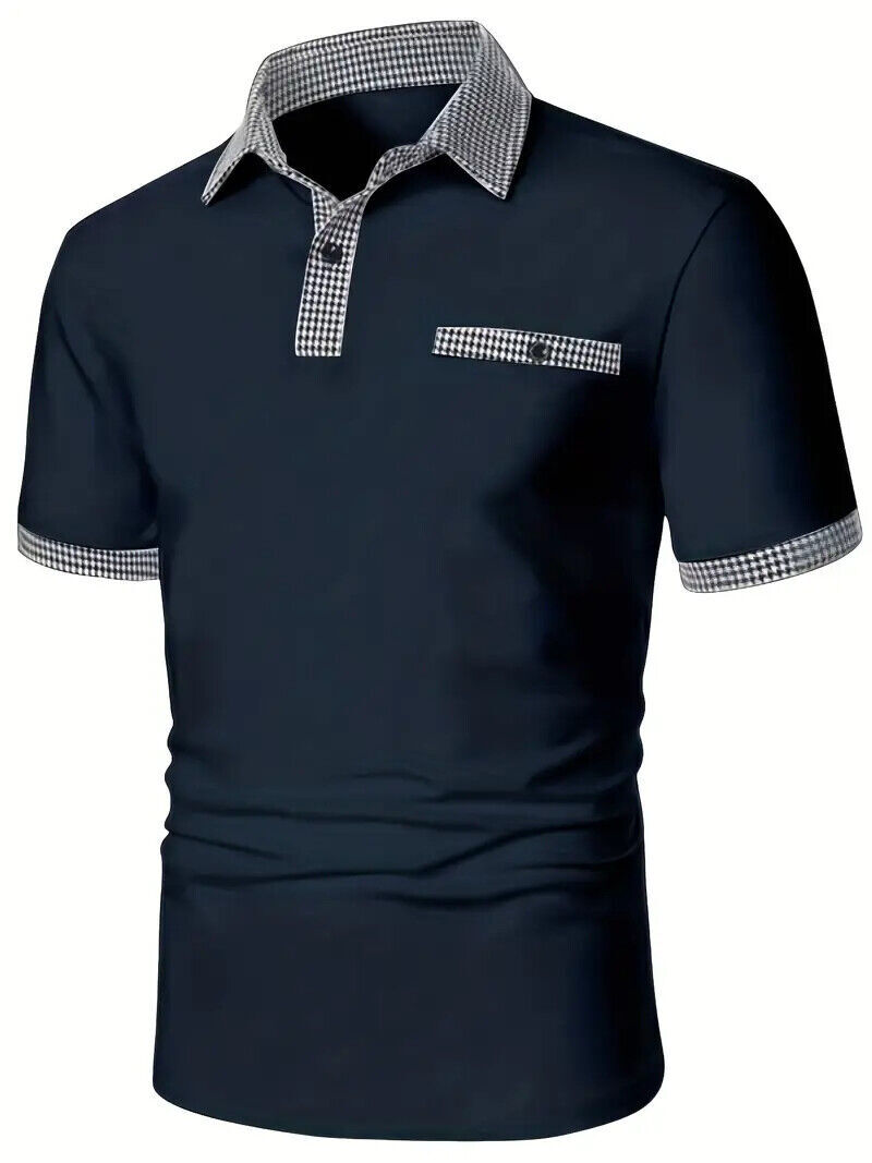 Polo Golf Pocket T-Shirt Button Collar Navy Blue New with Tags