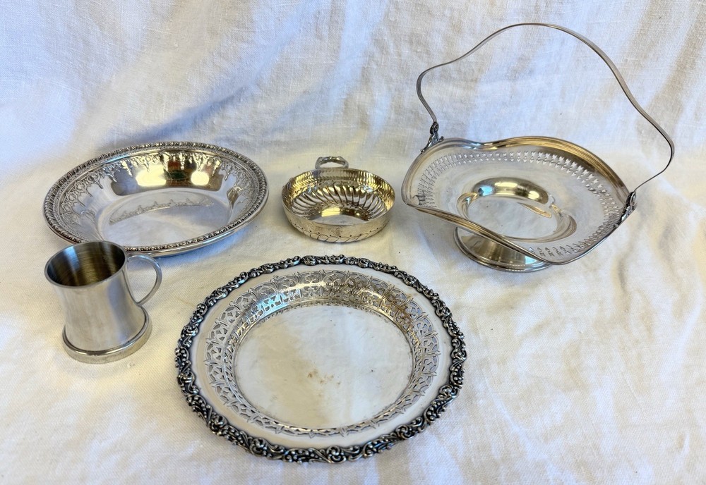 Silverplate trinket dish lot x5