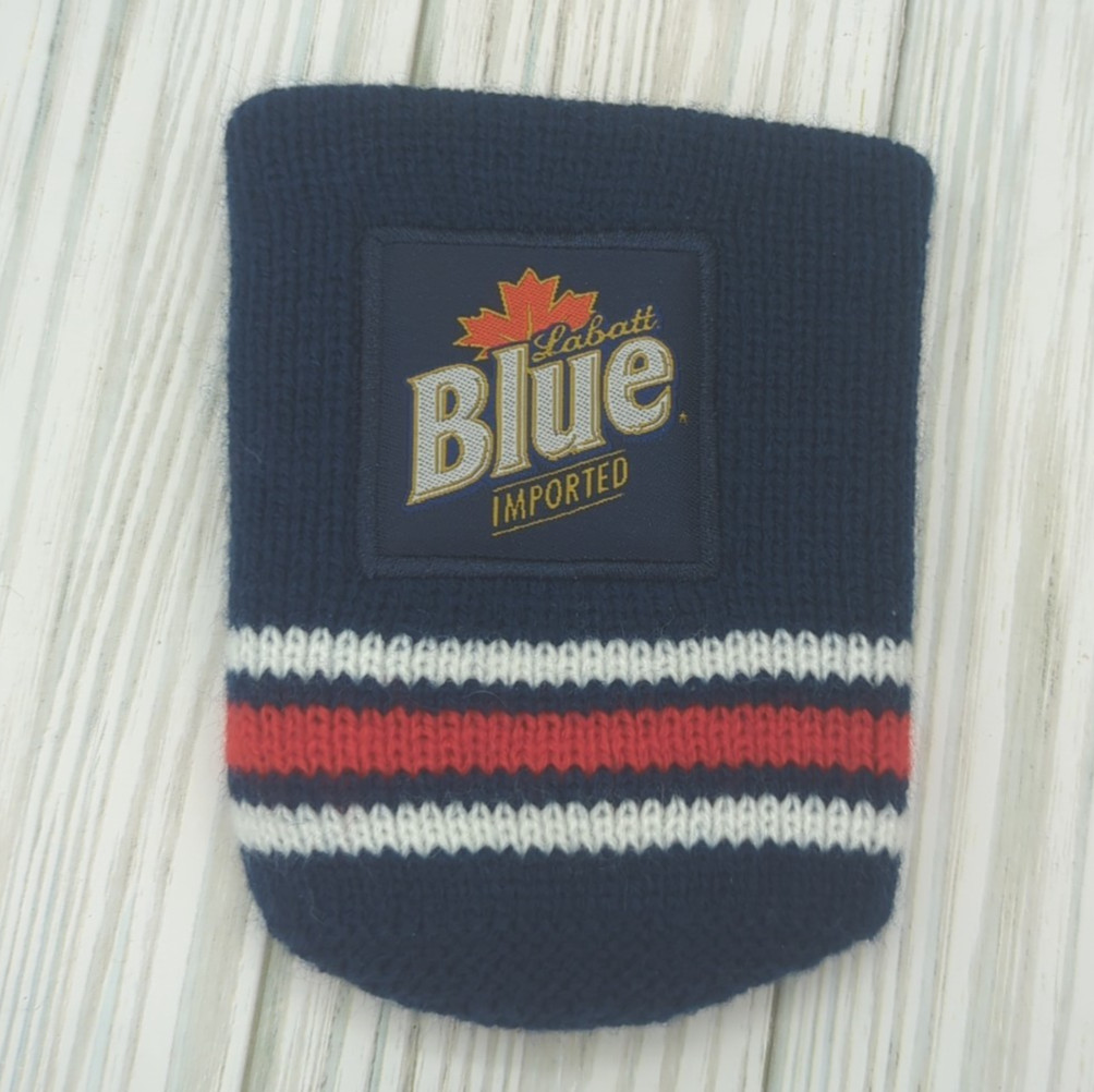 Labatt Blue Knit Beer Koozie Drink Cover