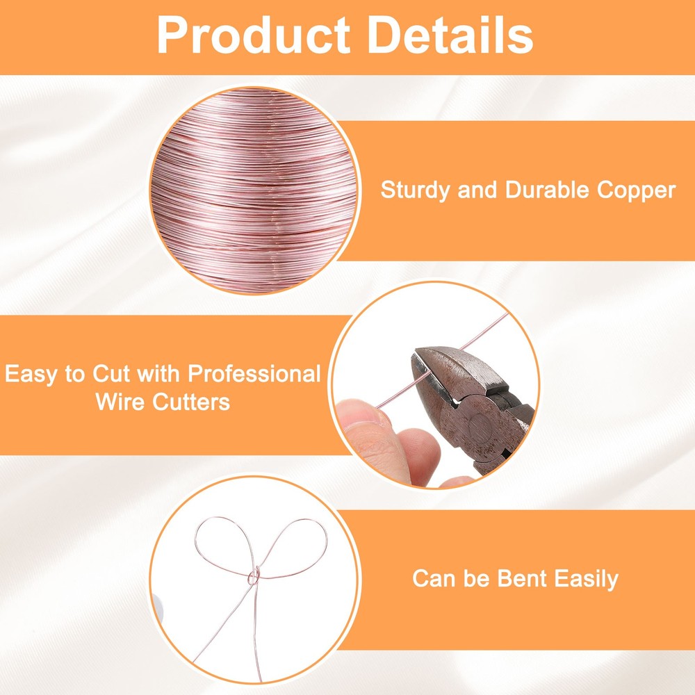 wire 328ft 28 Gauge Copper Craft Wrapping Wire, Pink