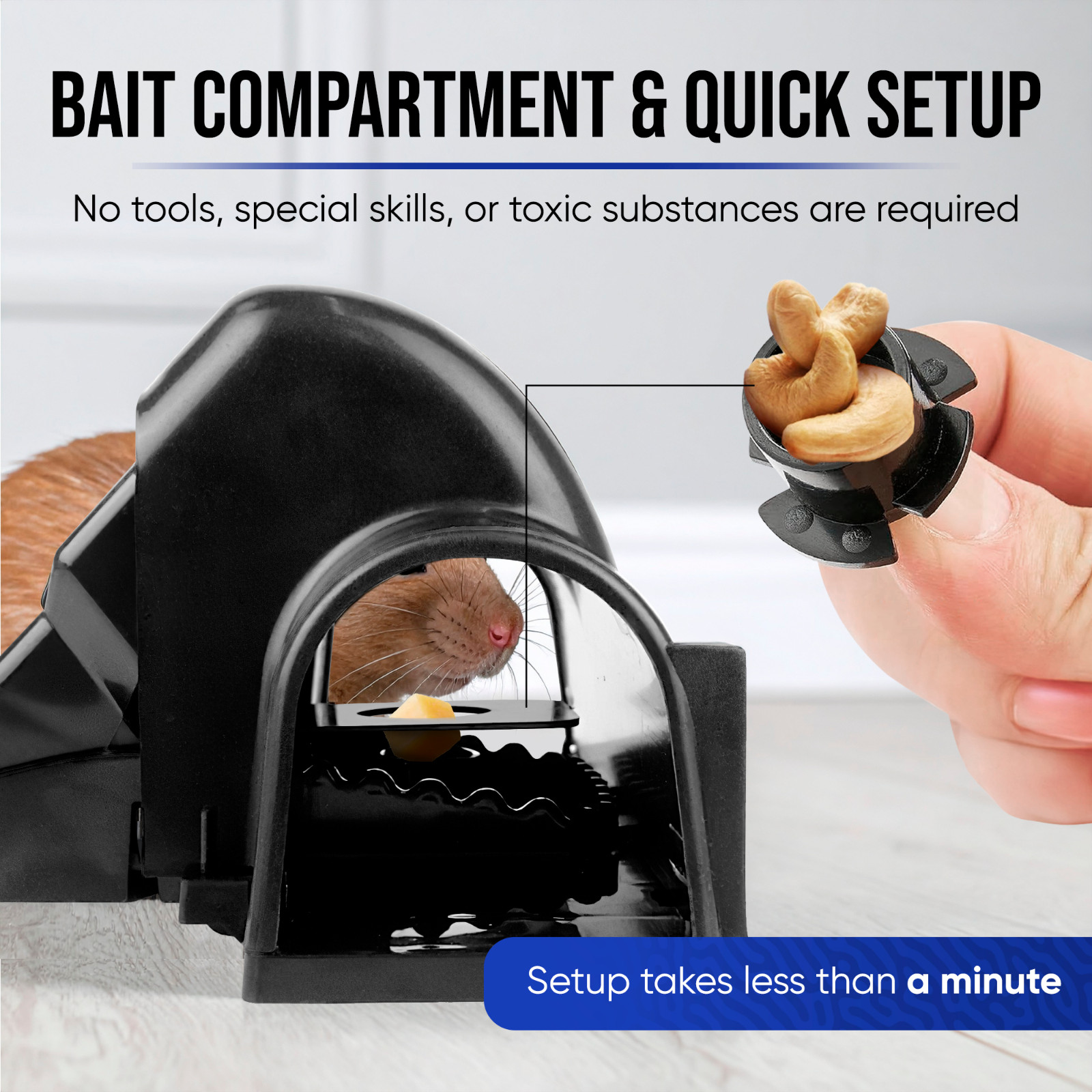 Snap Catch Rat Tunnel Trap – Humane Reusable Rodent Catcher for Indoor & Outdoor