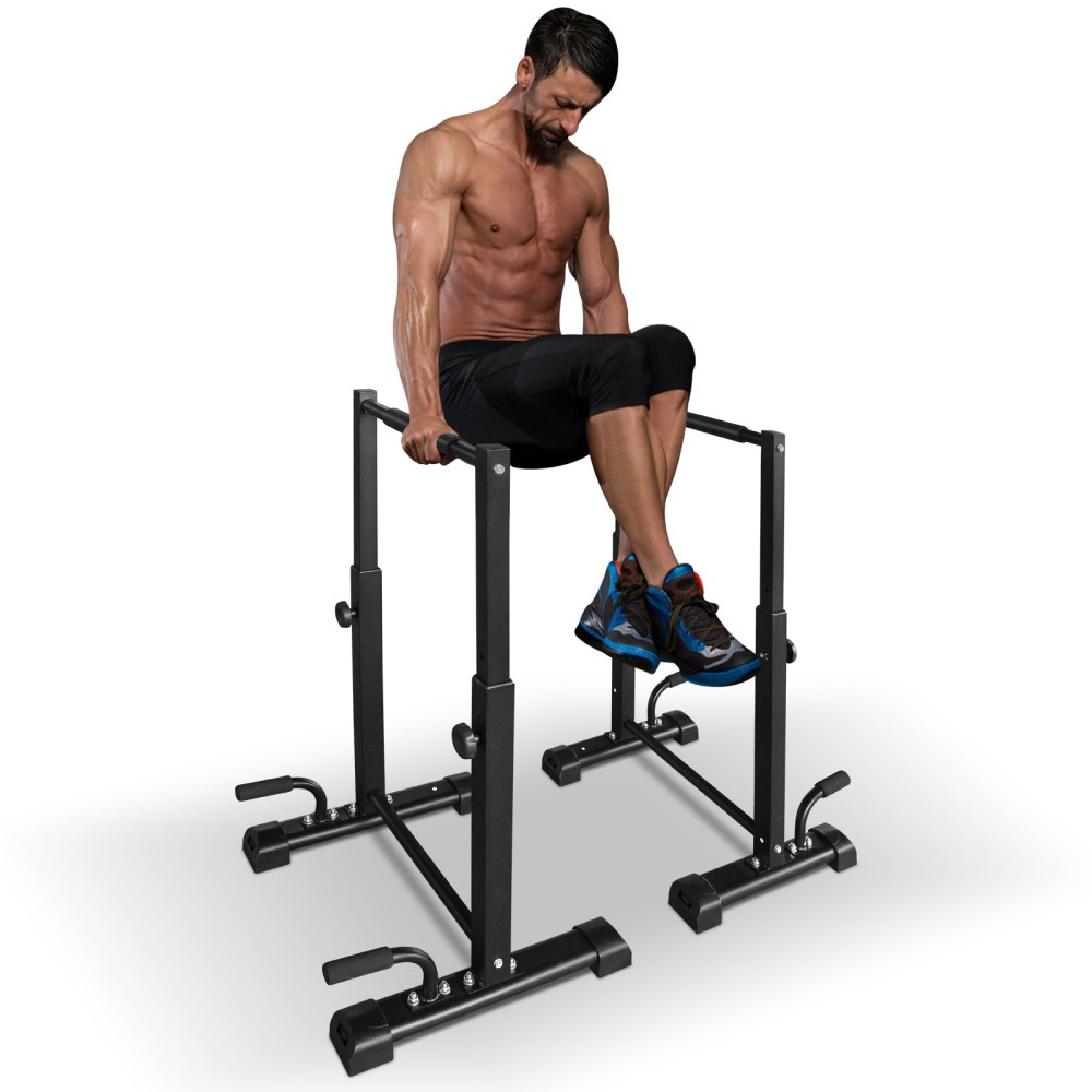 Dip Bar Station Set 6 Level Adjustable Pull Up Bars 1200lbs Parallettes Bars