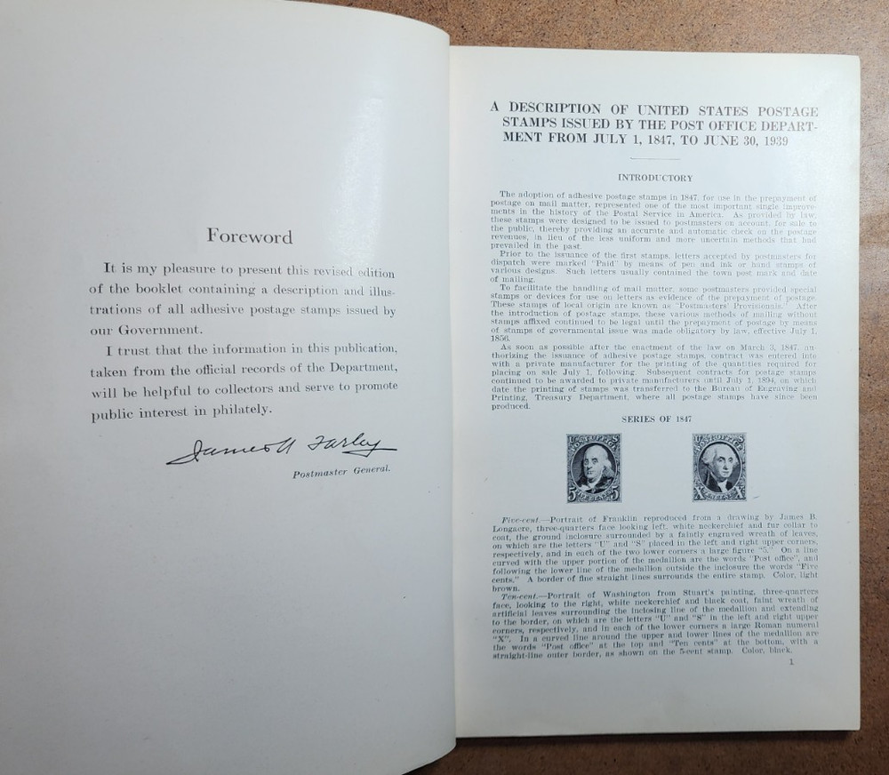 A Description of United States Postage Stamps 1847-1946 Vintage Reference Book