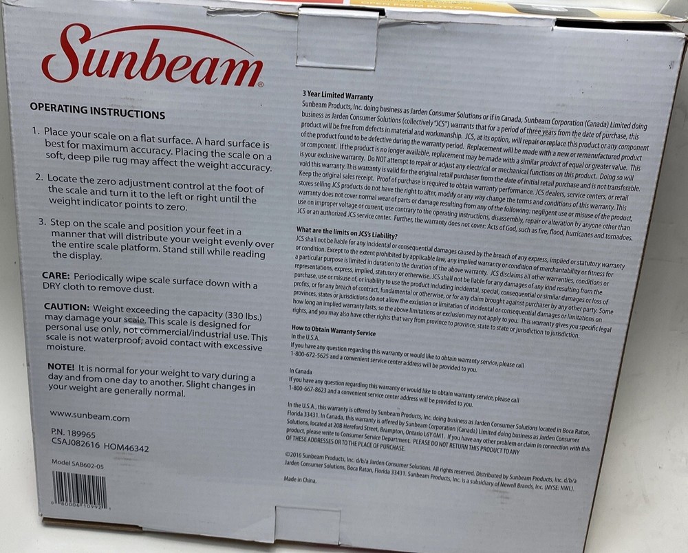 Sunbeam SAB602-05 Full View Dial Analog Scale
