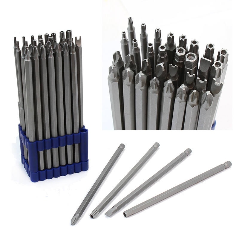 XtremepowerUS 32pc Extra Long Security Bit Set Tamper Proof Torx Star Tri Wing
