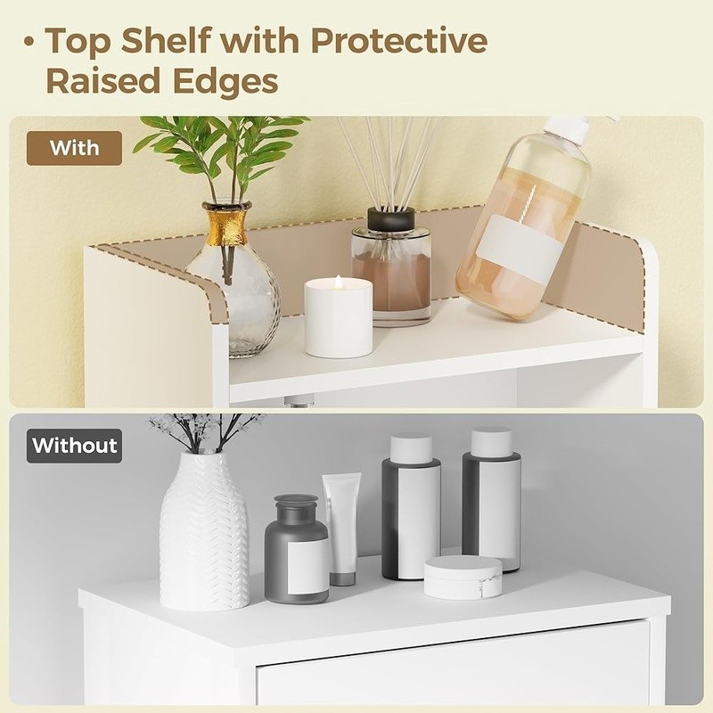 Narrow Bathroom Storage Cabinet Adjustable Shelves Space Saving Organizer Unit