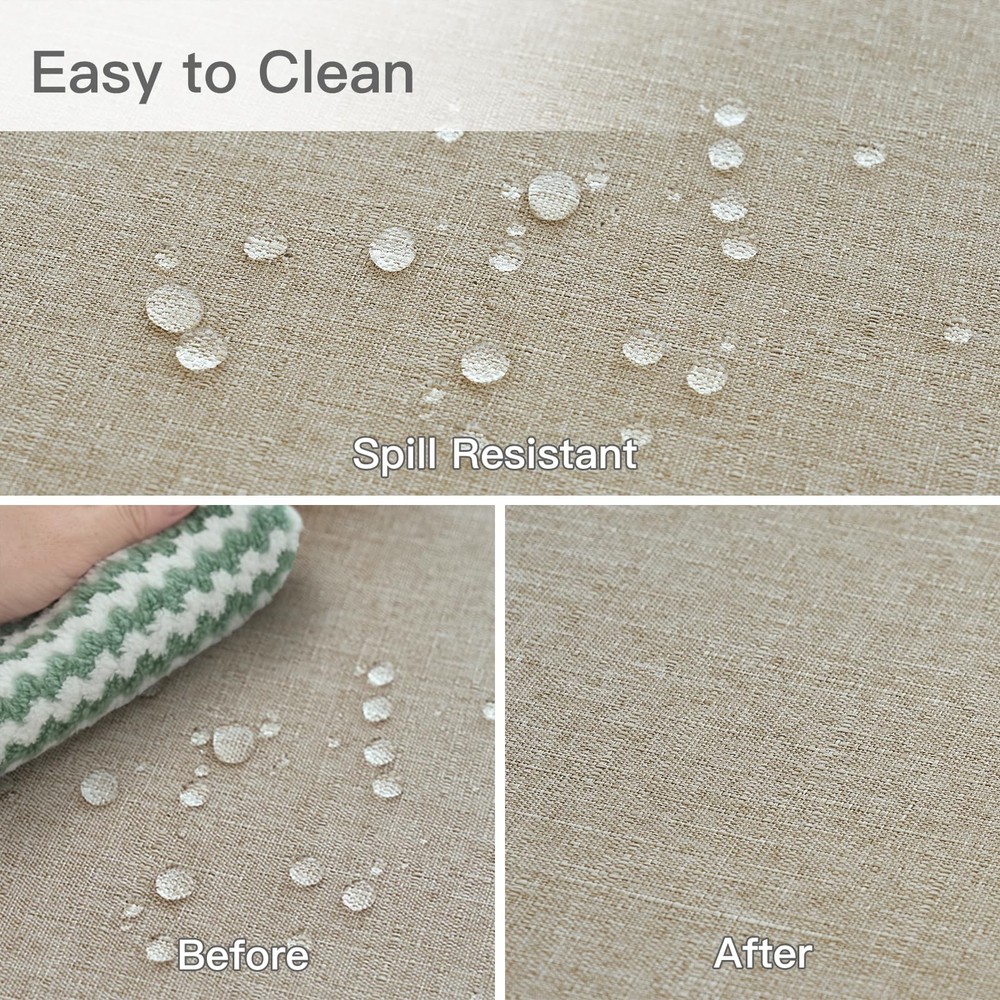 Rectangle Linen Textured Tablecloth Waterproof Spillproof Washable Fabric Tab...