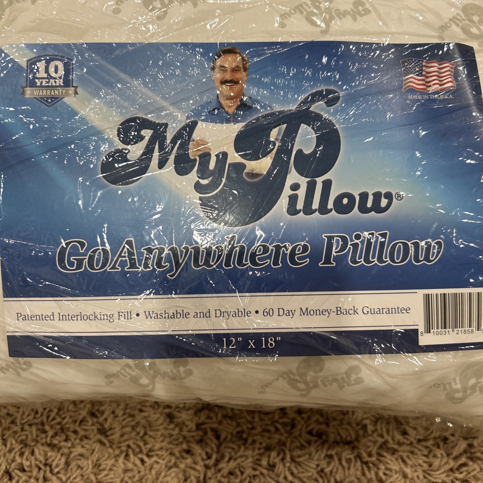 New MY PILLOW Travel Go Anywhere Pillow 12" x 18" AS SEEN ON TV! Small**