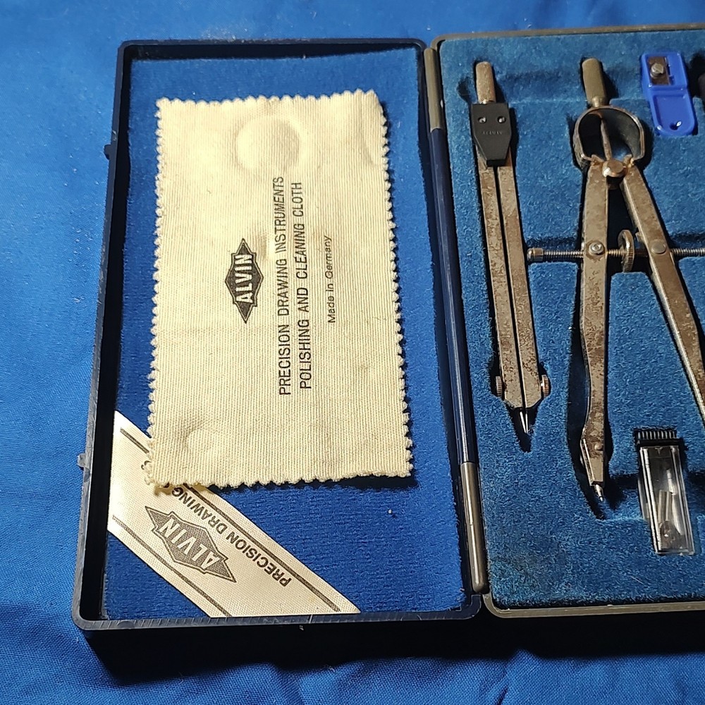 ALVIN 525B Precision Drawing Instruments Set Made in Germany Drafting Compass