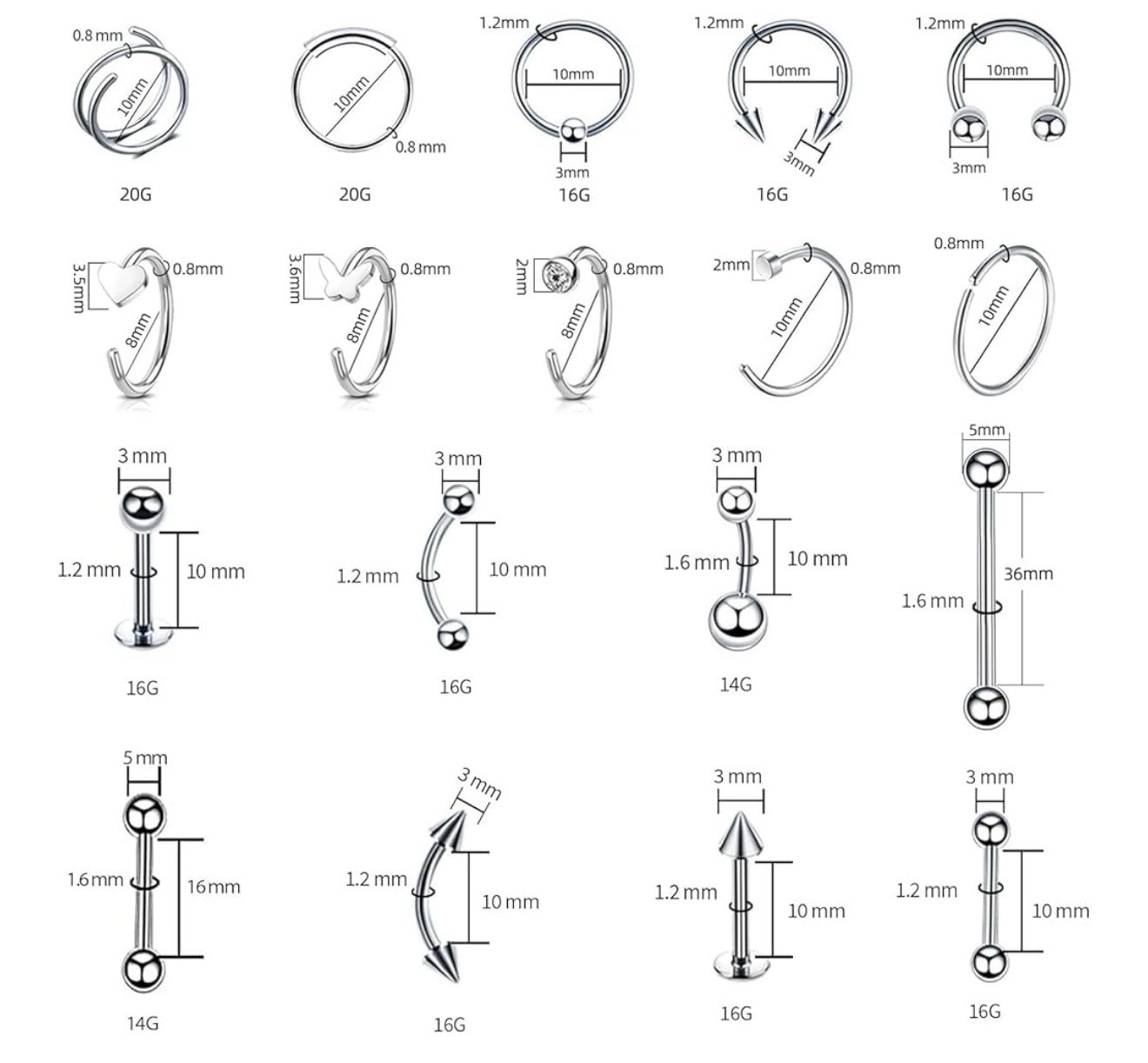 154PCS Professional Piercing Kit, EO Sterilized, Wholesale – Min 2 Boxes