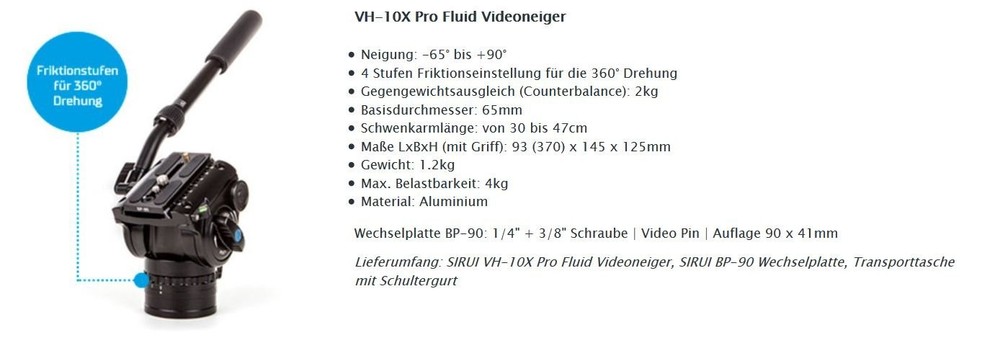 Sirui VH-10X Video Head, Black,