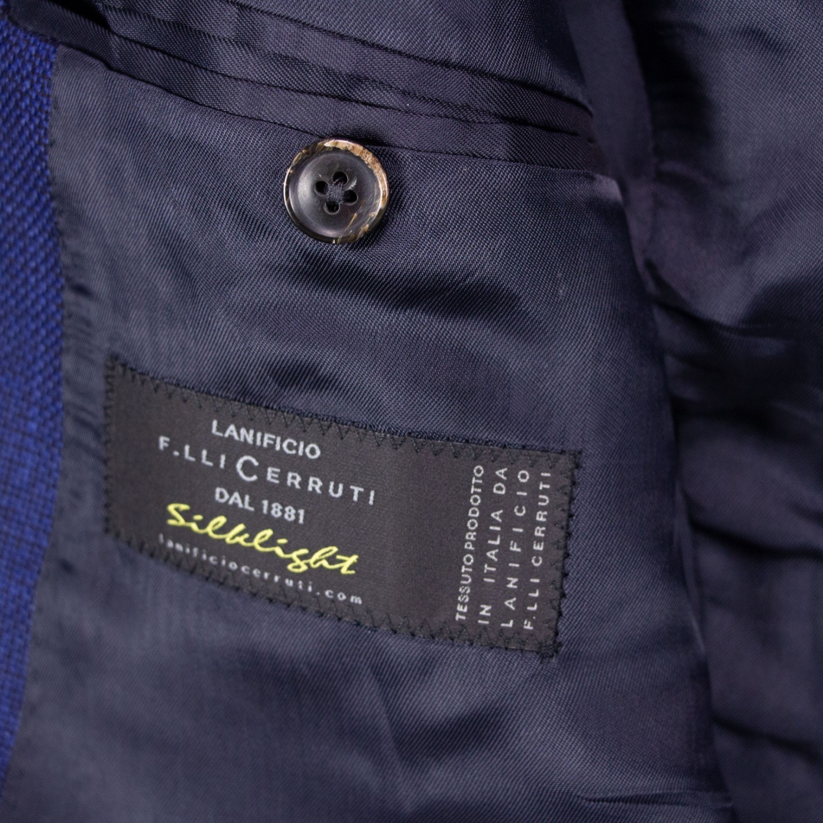 Saks Fifth Ave Silklight Mens 44R Blue Wool Silk Blend Double Breasted Blazer