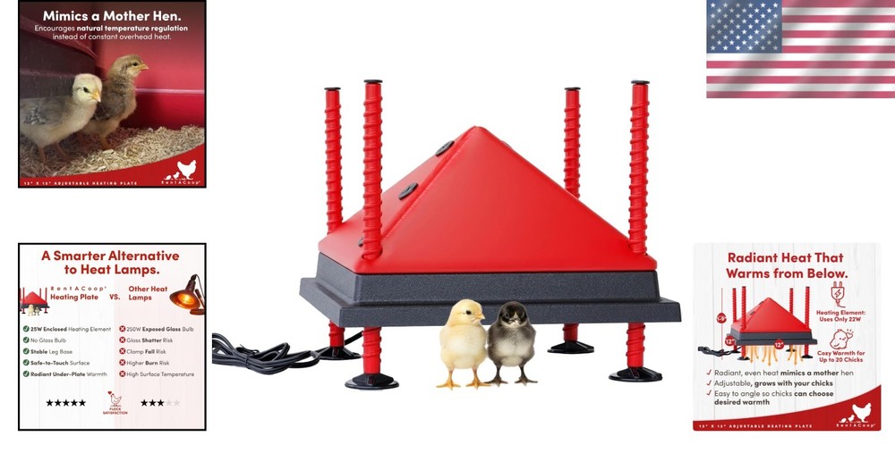 Adjustable Heating Plate 12x12” for 20 Chicks – Energy-Efficient & Safe Design