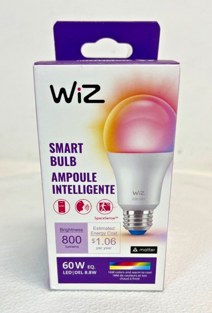 Lot of 4 -WiZ 603449 A19 White & Color Changing Wi-Fi Smart LED Light Bulbs